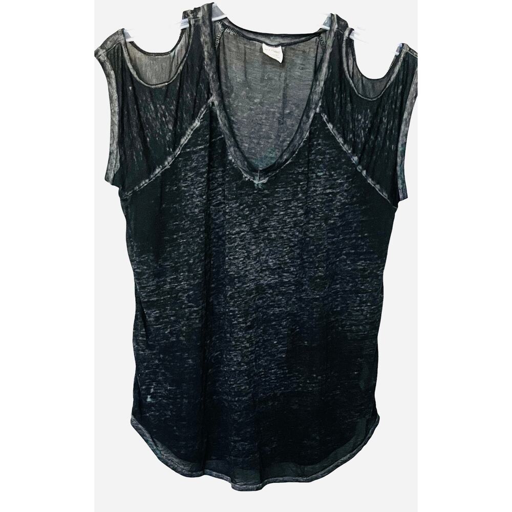 TERRA & SKY COLD SHOULDER CAP SLV PULL-OVER TOP, WOMENS, 0X (14W), BLACK/GREY